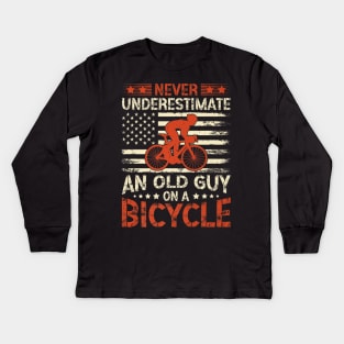 Never Underestimate A Old man With A Bicycle Kids Long Sleeve T-Shirt
